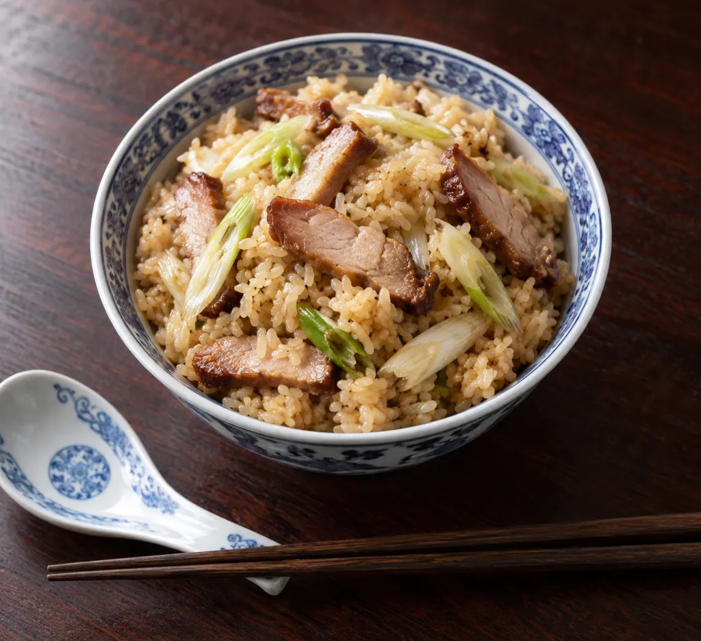 チャーシューとねぎの中華炊き込みご飯の完成イメージ