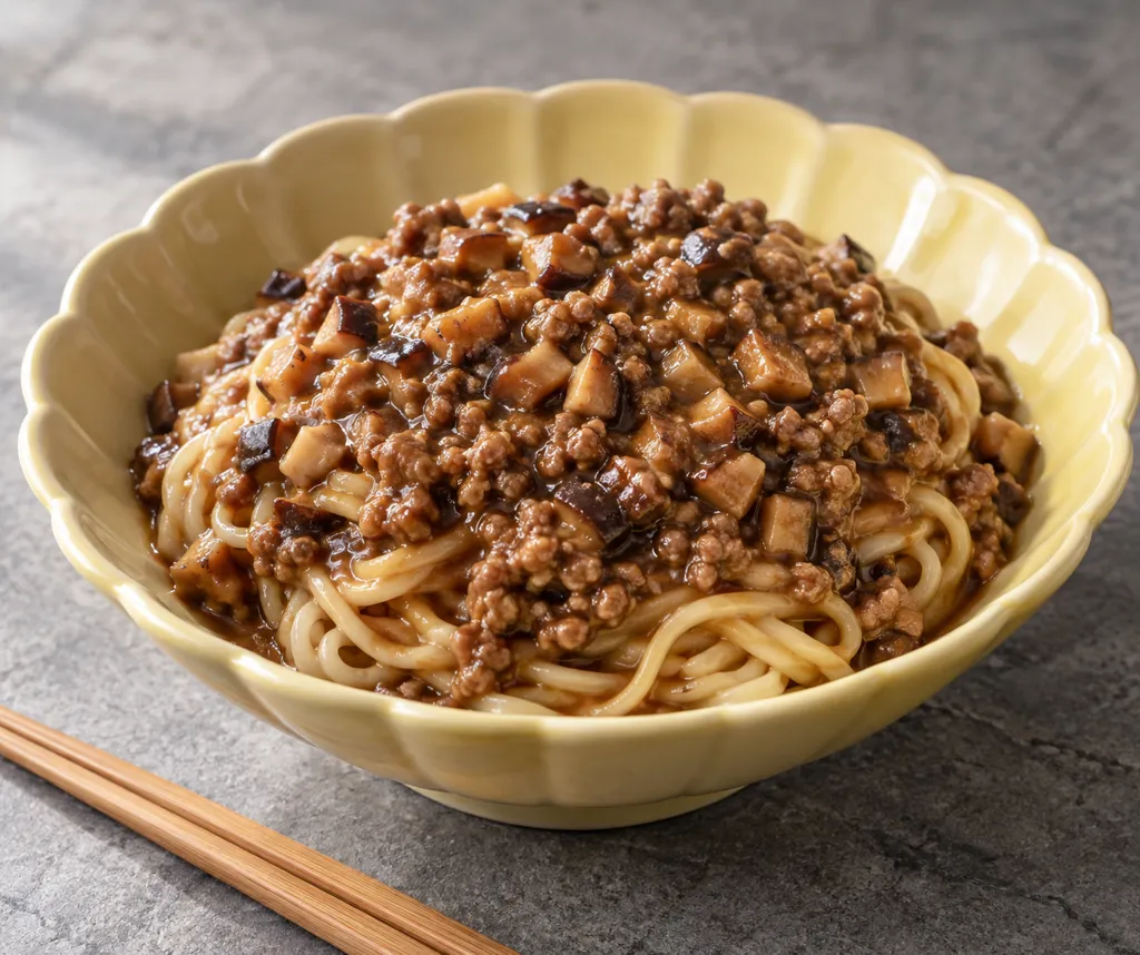 豚ひき肉としいたけのジャージャー麺の完成イメージ