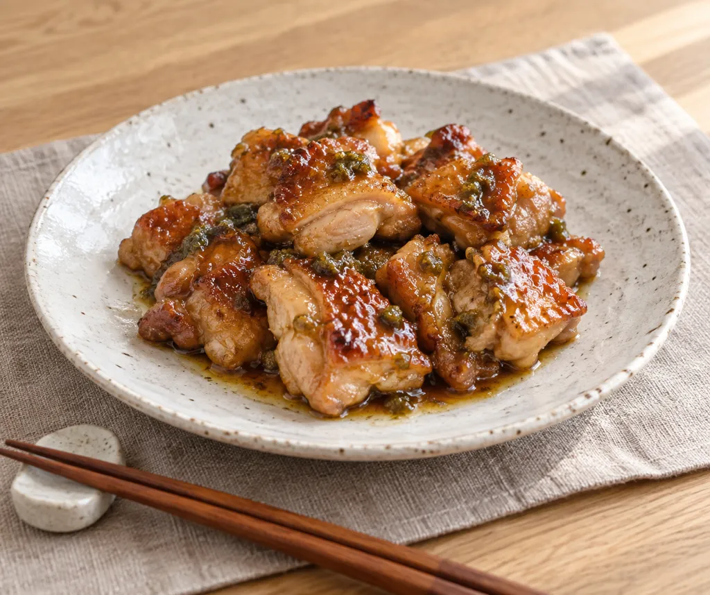 鶏もも肉と柚子胡椒の照り焼きの完成イメージ