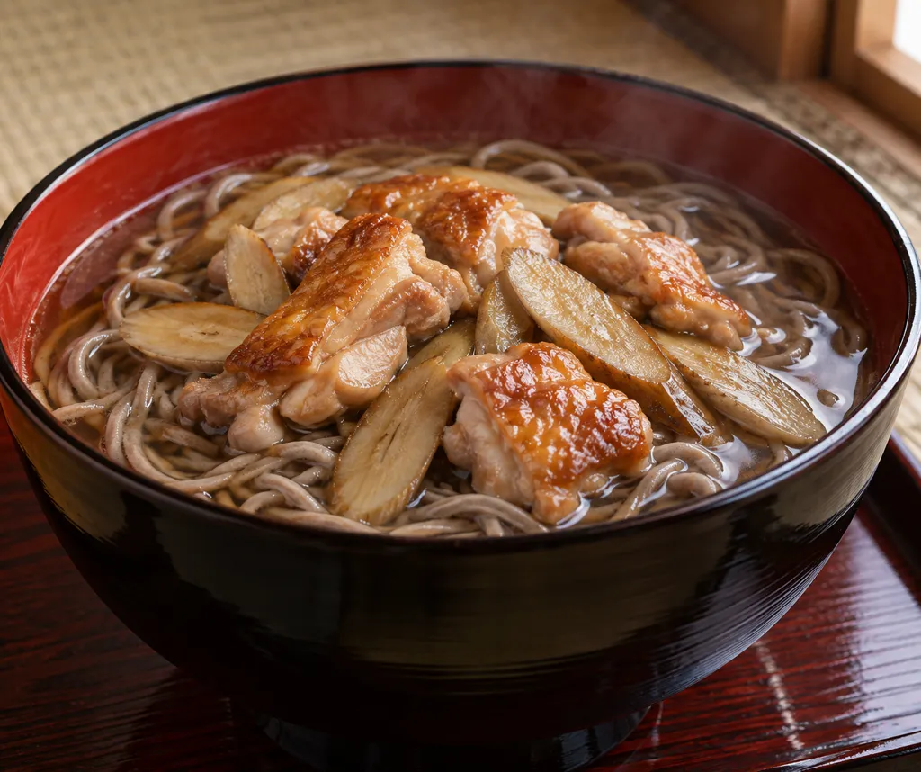 鶏もも肉とごぼうの肉そばの完成イメージ