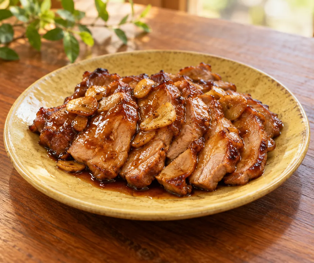 豚ロースのにんにく照り焼きの完成イメージ