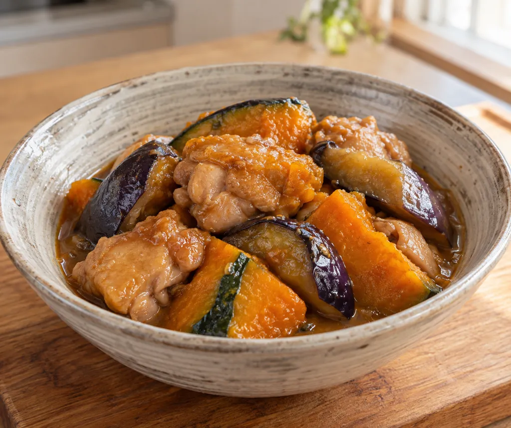 鶏肉とかぼちゃの味噌煮の完成イメージ