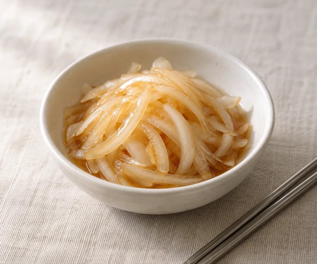 玉ねぎのごま油香る韓国風漬けの完成イメージ