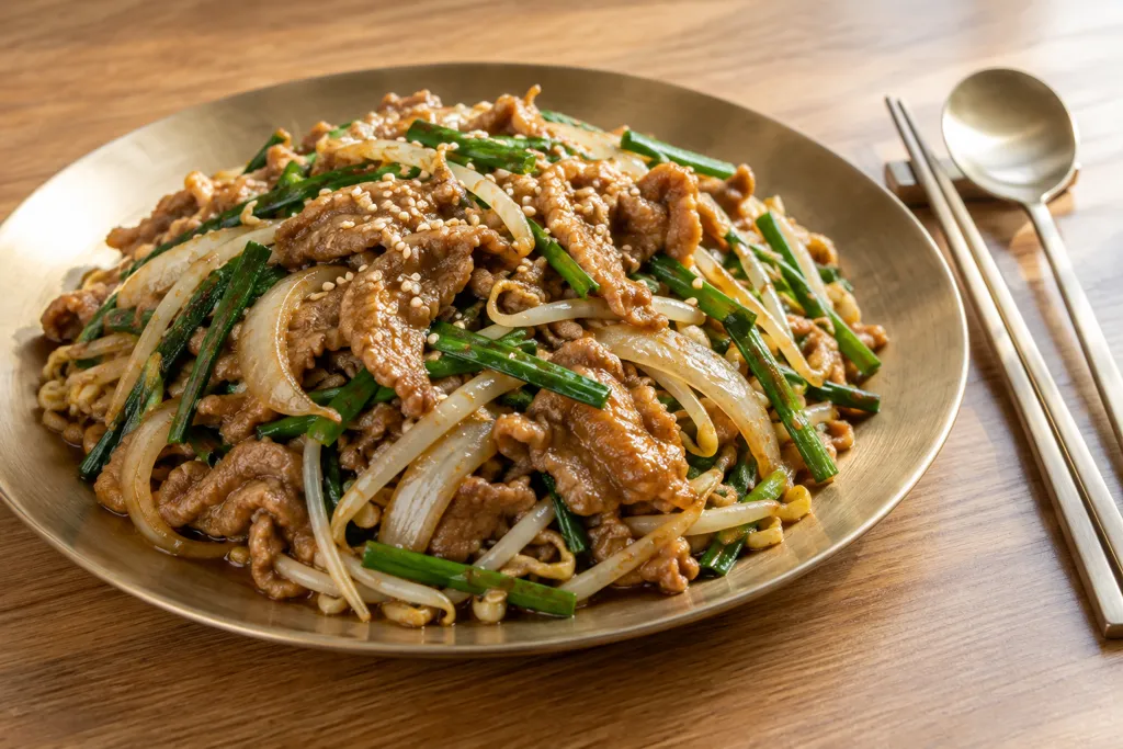 豚こま肉とたっぷり野菜のプルコギの完成イメージ