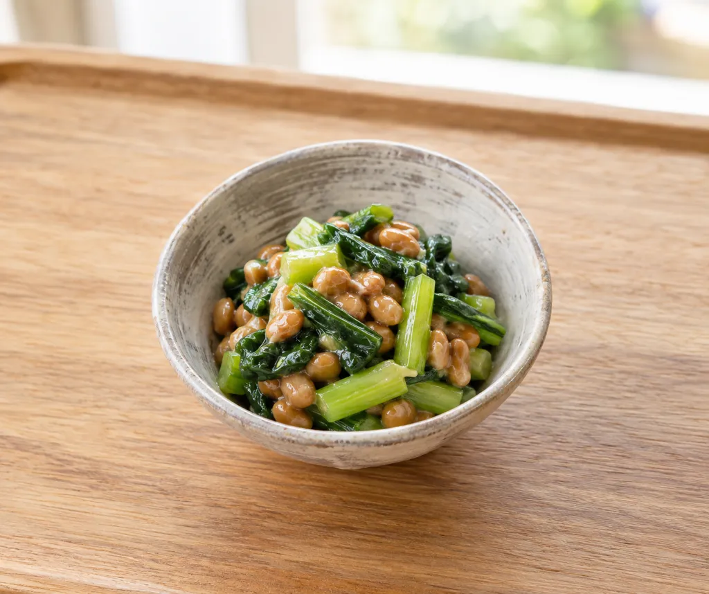 納豆と小松菜の香味和えの完成イメージ