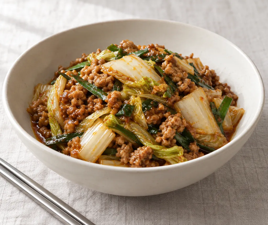 豚ひき肉と白菜の旨辛炒めの完成イメージ