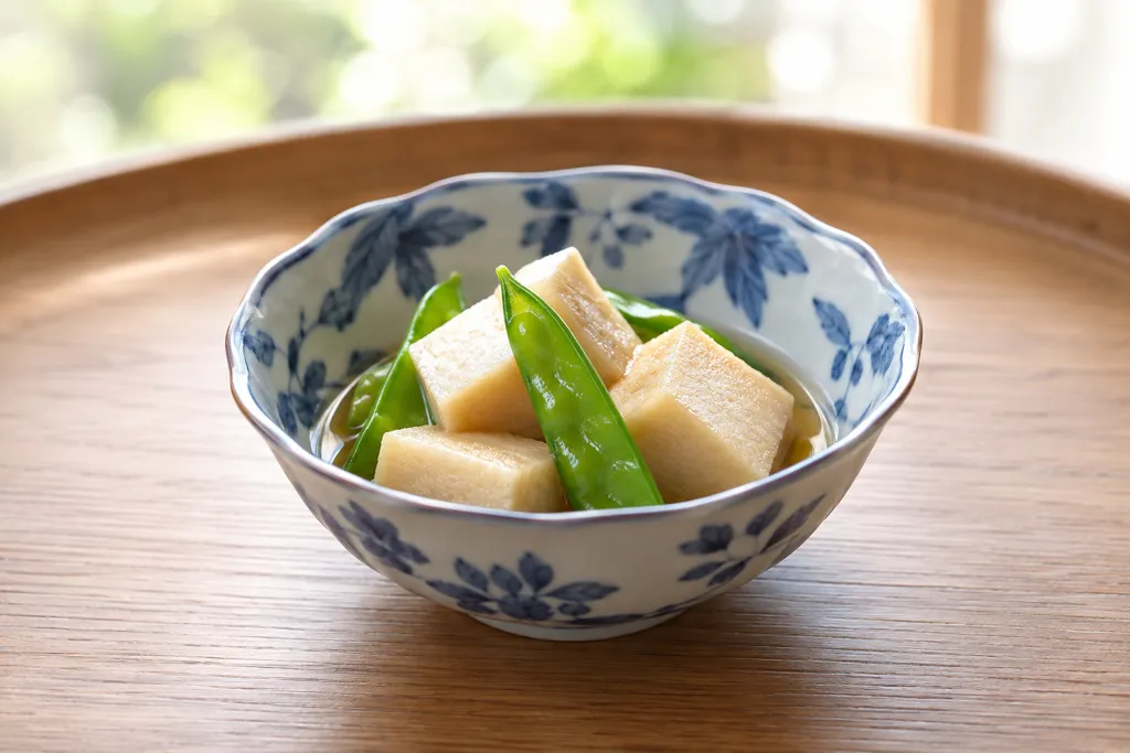 高野豆腐と絹さやの含め煮の完成イメージ