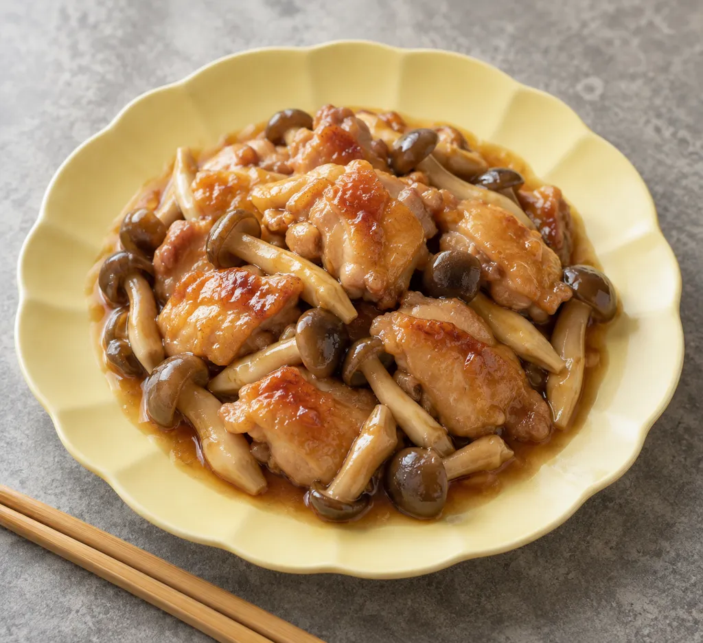 鶏もも肉としめじのレモン醤油炒めの完成イメージ