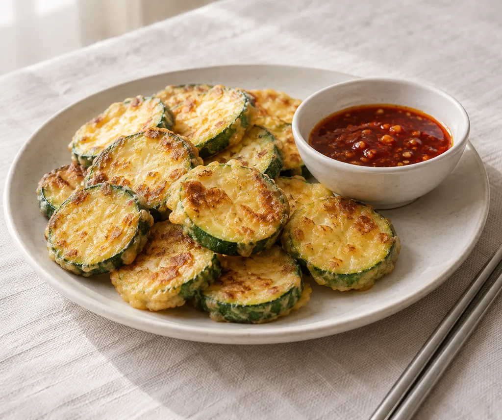 ズッキーニの衣焼き 甘辛だれ添えの完成イメージ