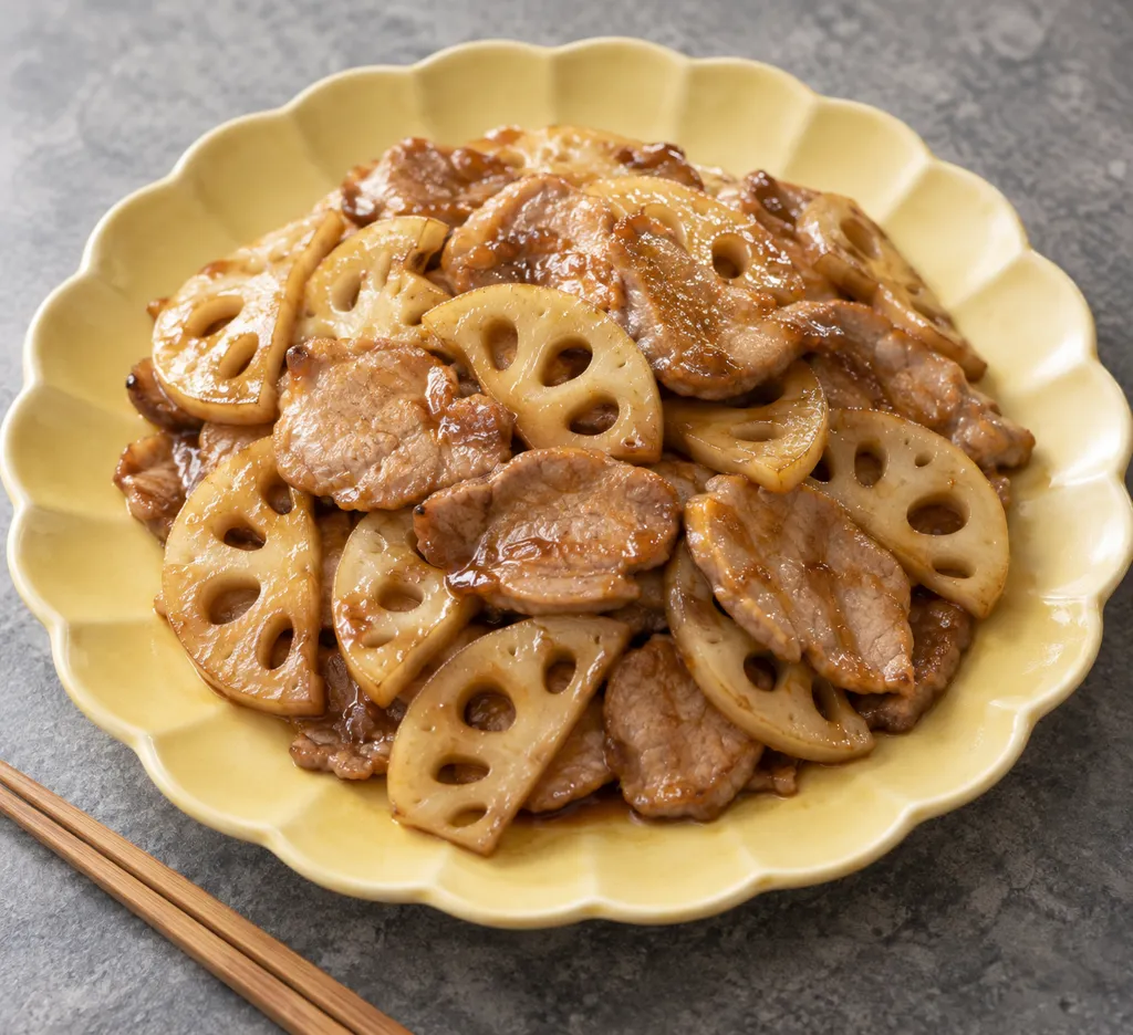豚ヒレ肉とれんこんの上海風炒めの完成イメージ