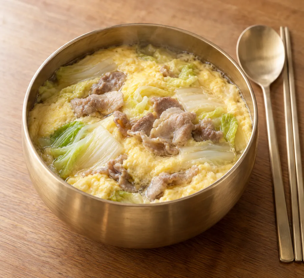 豚こま肉と白菜の韓国茶碗蒸しの完成イメージ