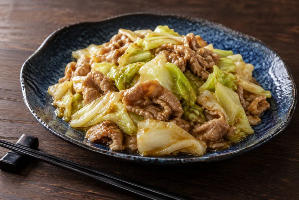 豚こま肉とキャベツの味噌炒めの完成イメージ