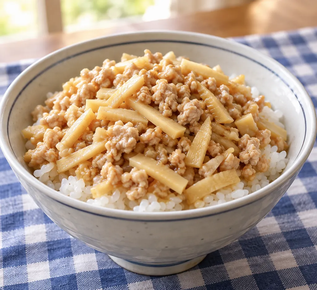 たけのこの鶏そぼろ丼の完成イメージ