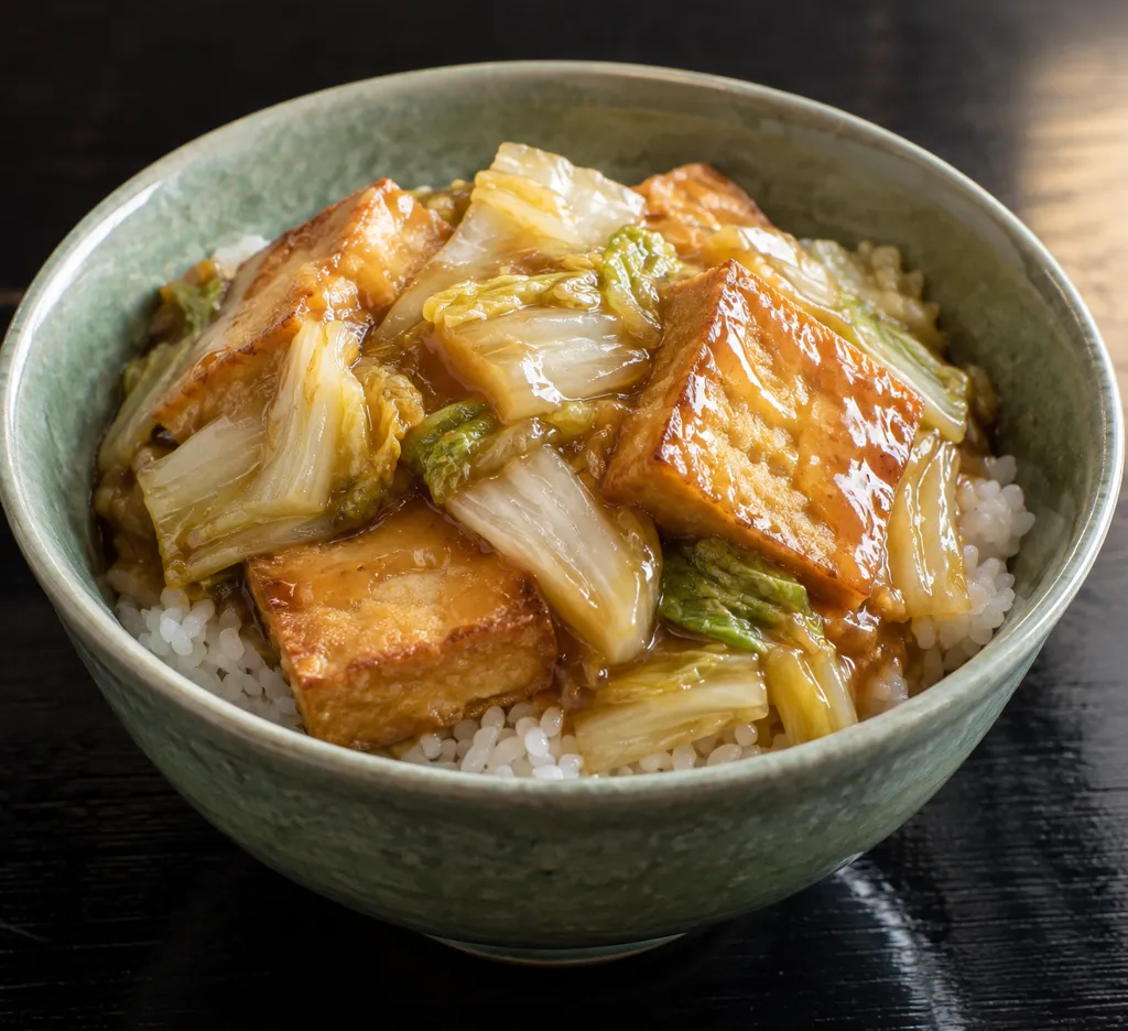 厚揚げと白菜の中華かけごはんの完成イメージ
