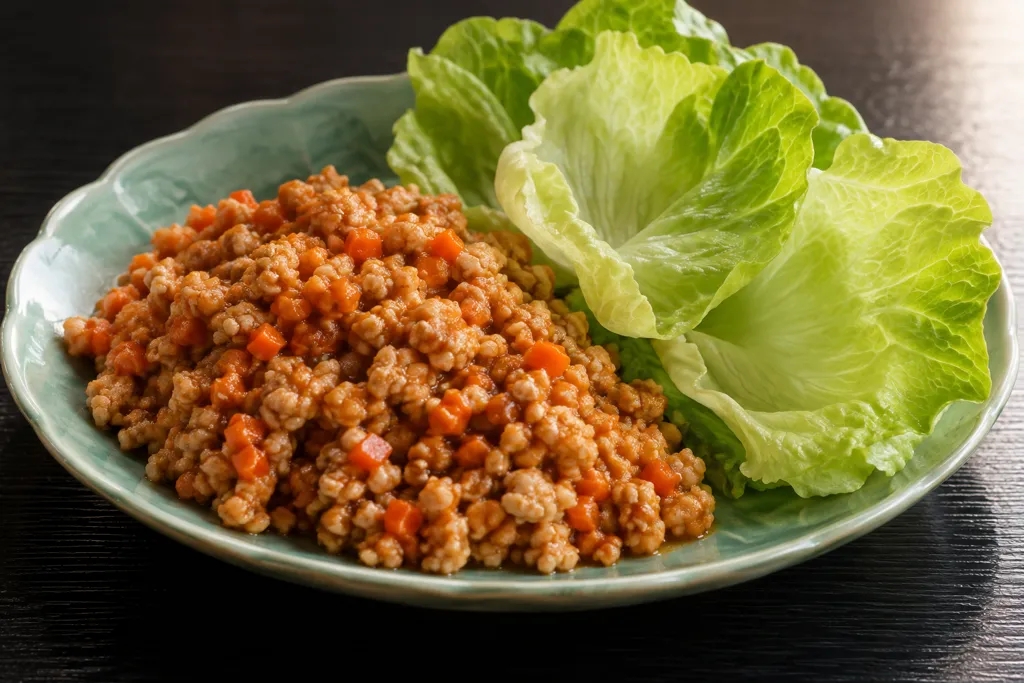 鶏ひき肉とにんじんの中華レタス包みの完成イメージ