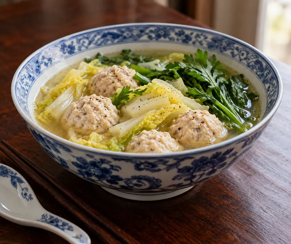 鶏団子と白菜の酸菜風鍋の完成イメージ