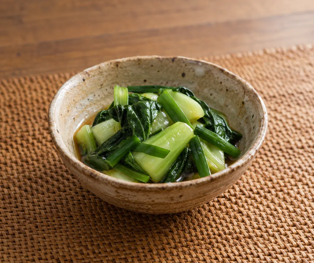 チンゲン菜とニラのレンジおひたしの完成イメージ