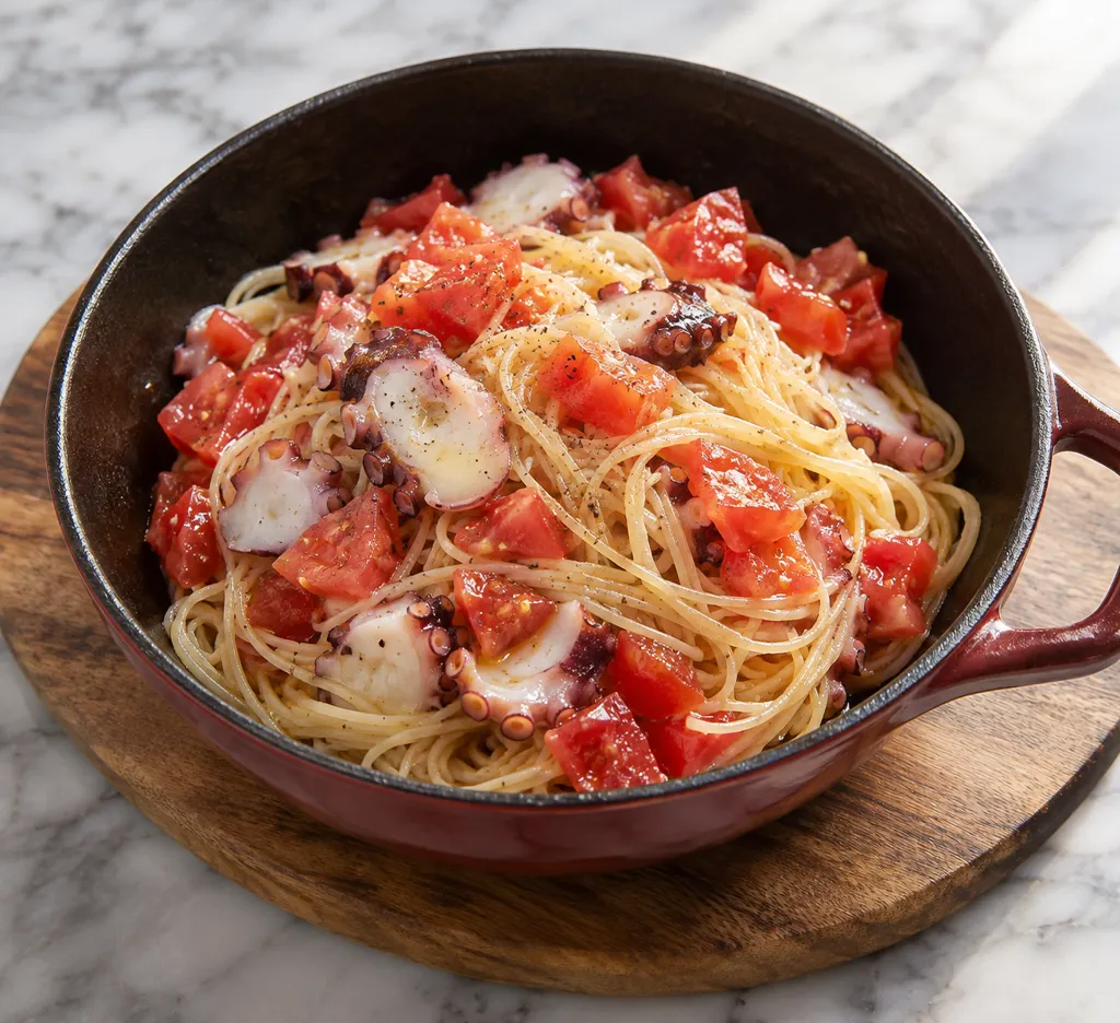 たことトマトの冷製パスタの完成イメージ
