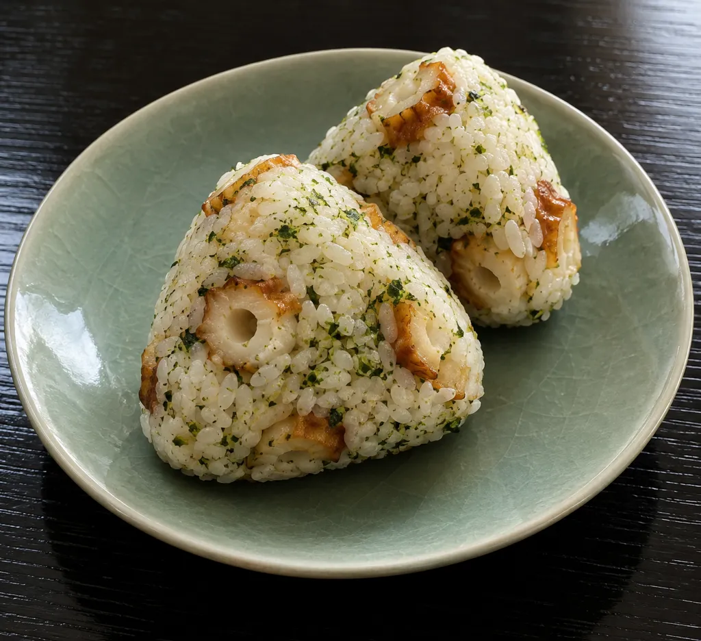 ちくわと青のりの中華おにぎりの完成イメージ