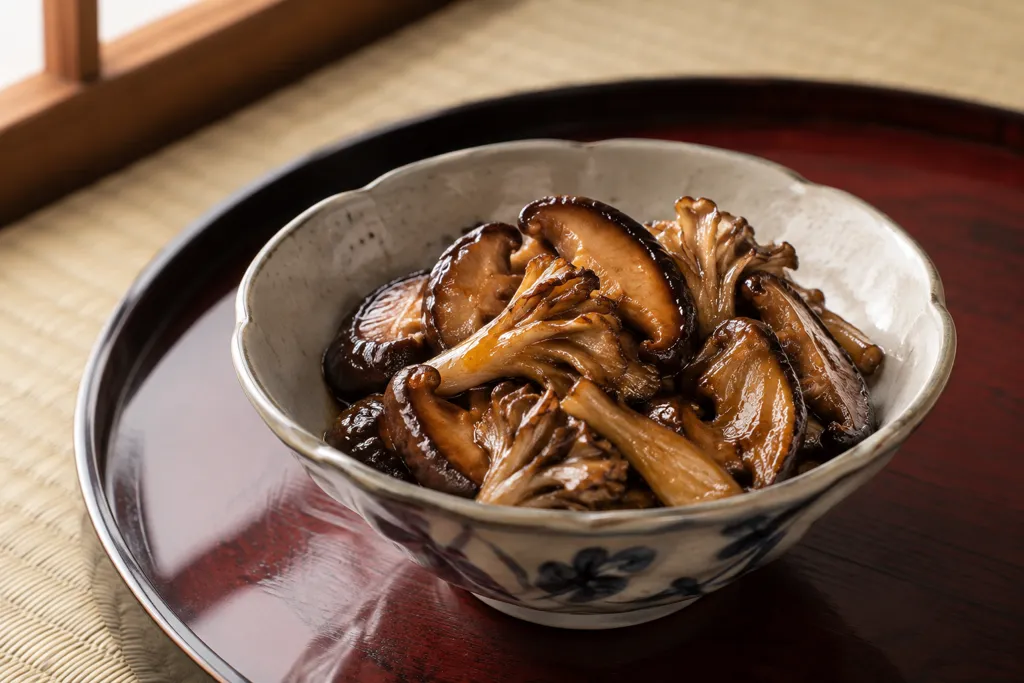 しいたけとまいたけの甘辛醤油焼きの完成イメージ