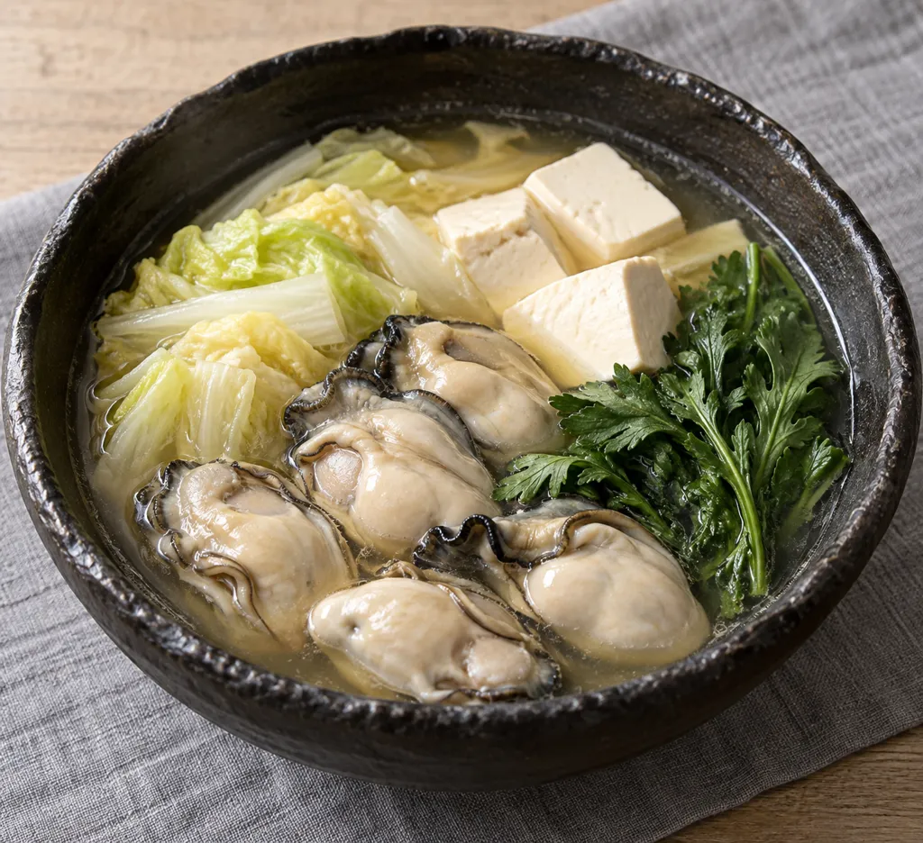 時短牡蠣と豆腐の寄せ鍋の完成イメージ
