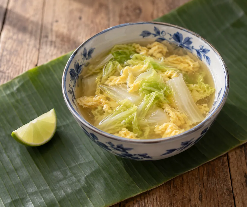 卵と白菜のエスニックスープの完成イメージ