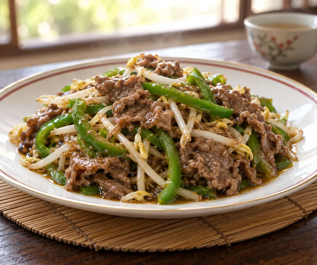牛こま肉ともやしの青椒肉絲の完成イメージ