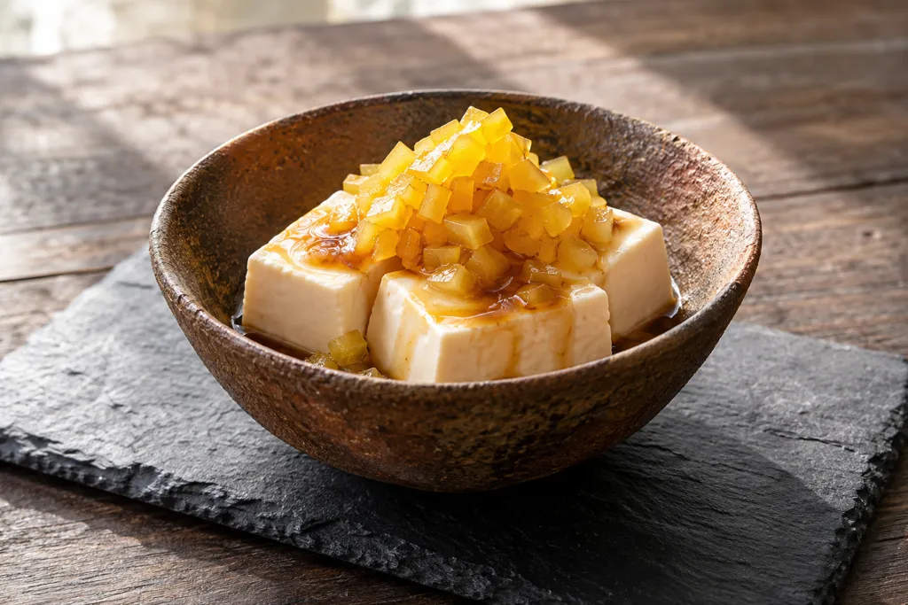豆腐とたくあんの冷ややっこの完成イメージ