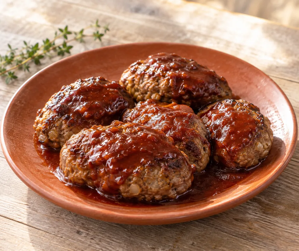 時短牛肉と玉ねぎのハンバーグの完成イメージ