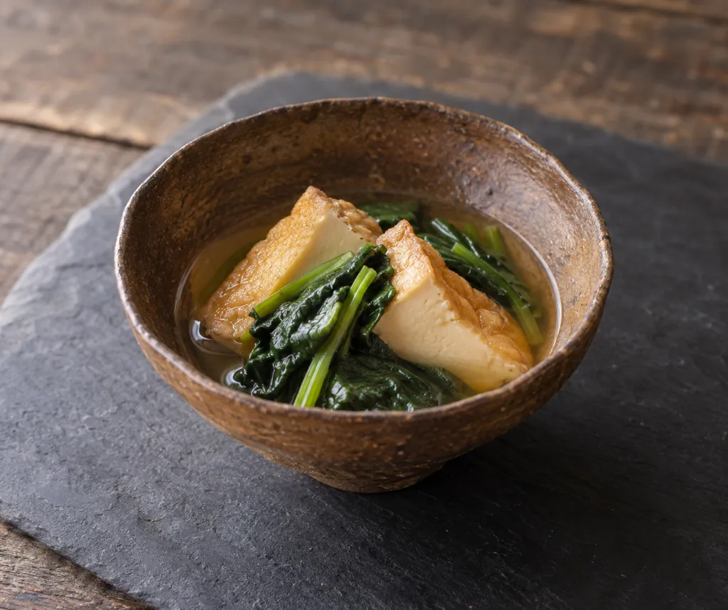 厚揚げとほうれん草のだし煮の完成イメージ
