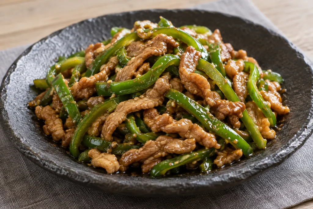 豚もも肉とピーマンの細切りごま炒めの完成イメージ