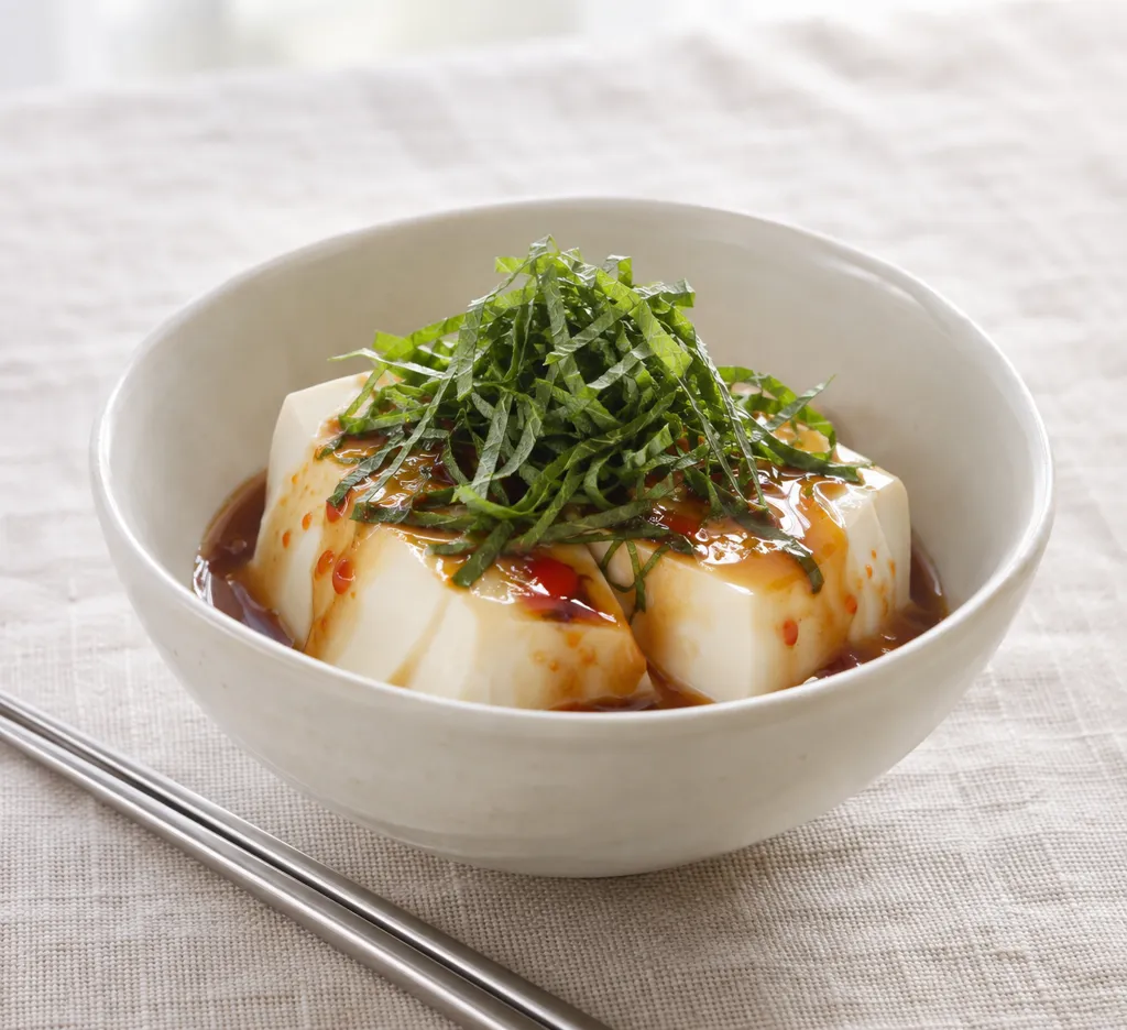 絹ごし豆腐と大葉の韓国風冷ややっこの完成イメージ