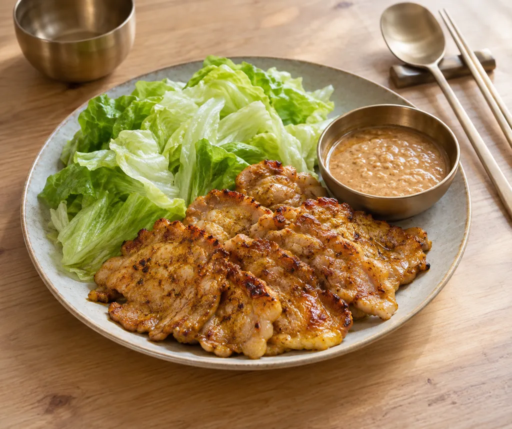 豚ロースとレタスのサテ風ごまだれ焼きの完成イメージ