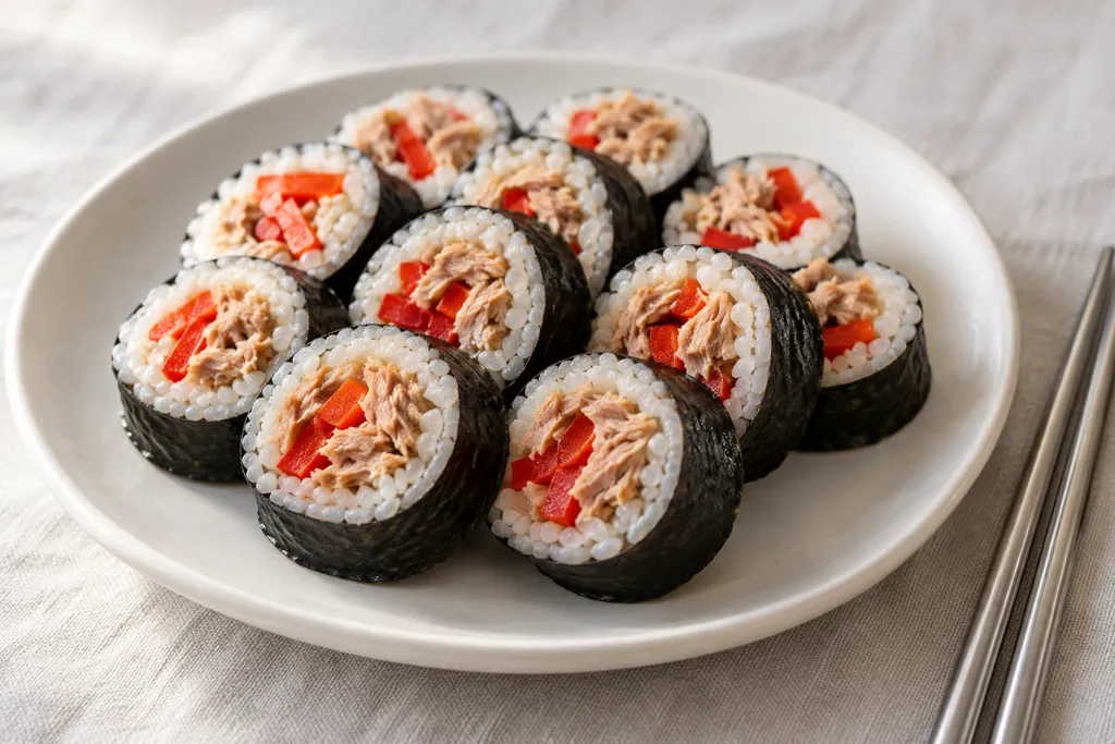 ごはんとパプリカのツナキンパの完成イメージ