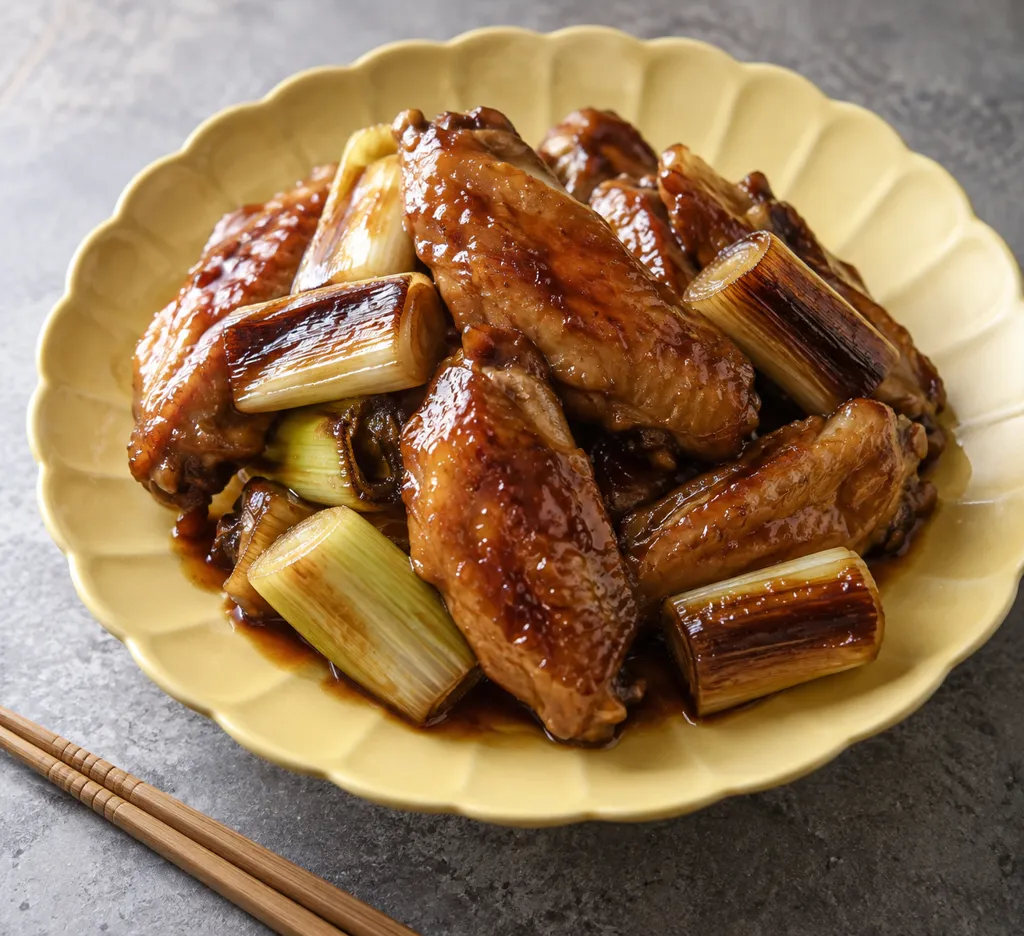 手羽先と焼きねぎの中華甘辛煮の完成イメージ
