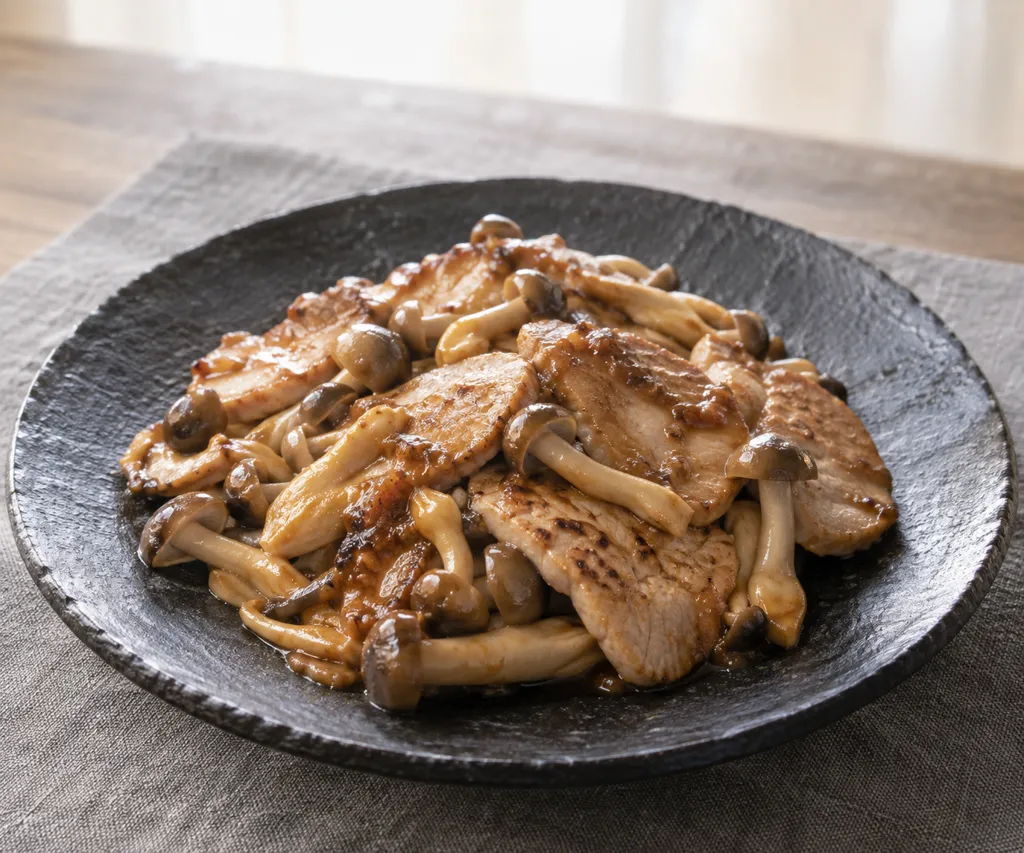 豚ヒレ肉としめじの味噌焼きの完成イメージ