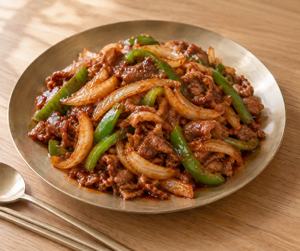 ラム肉と玉ねぎのコチュジャン炒めの完成イメージ