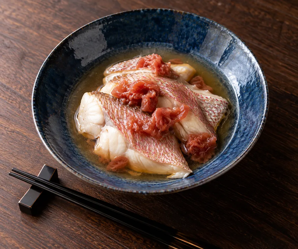 たいのレンジ梅煮の完成イメージ