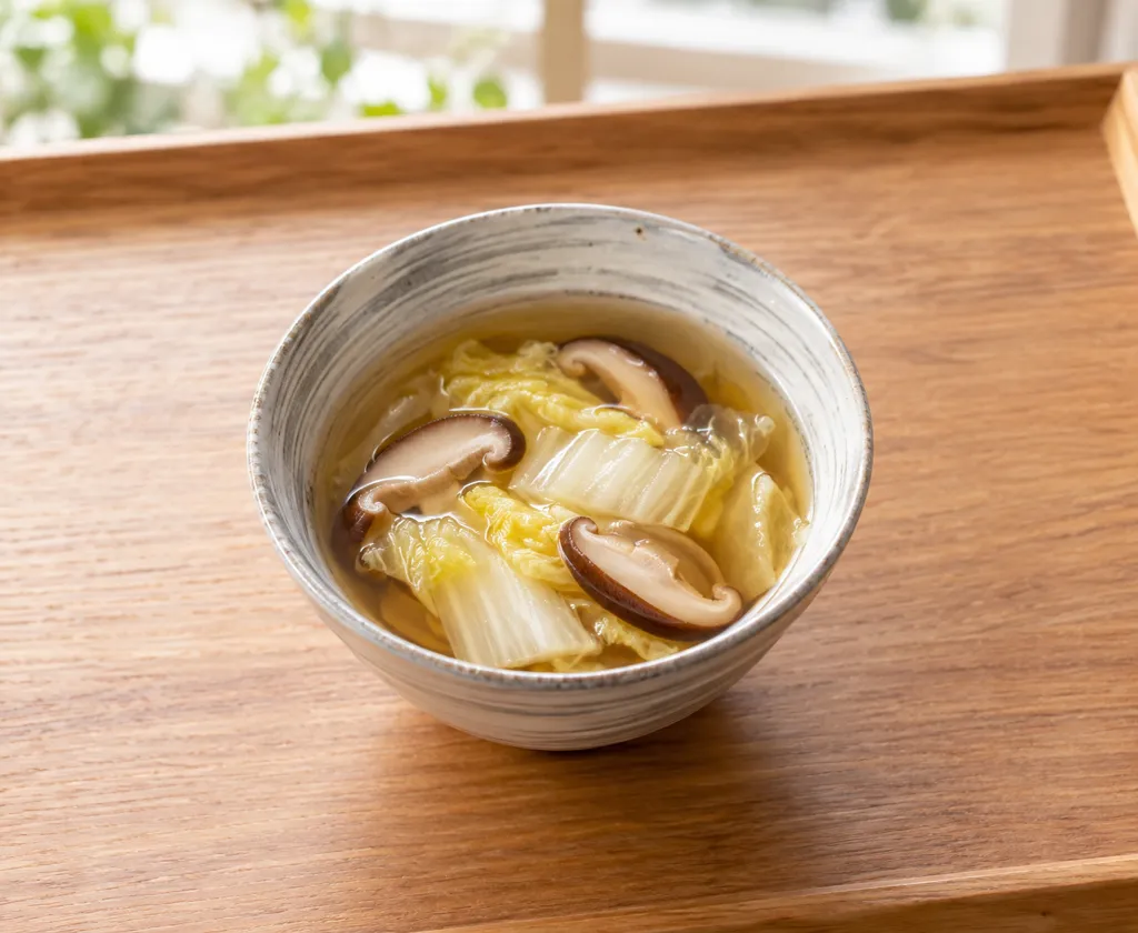 白菜としいたけのすまし汁の完成イメージ