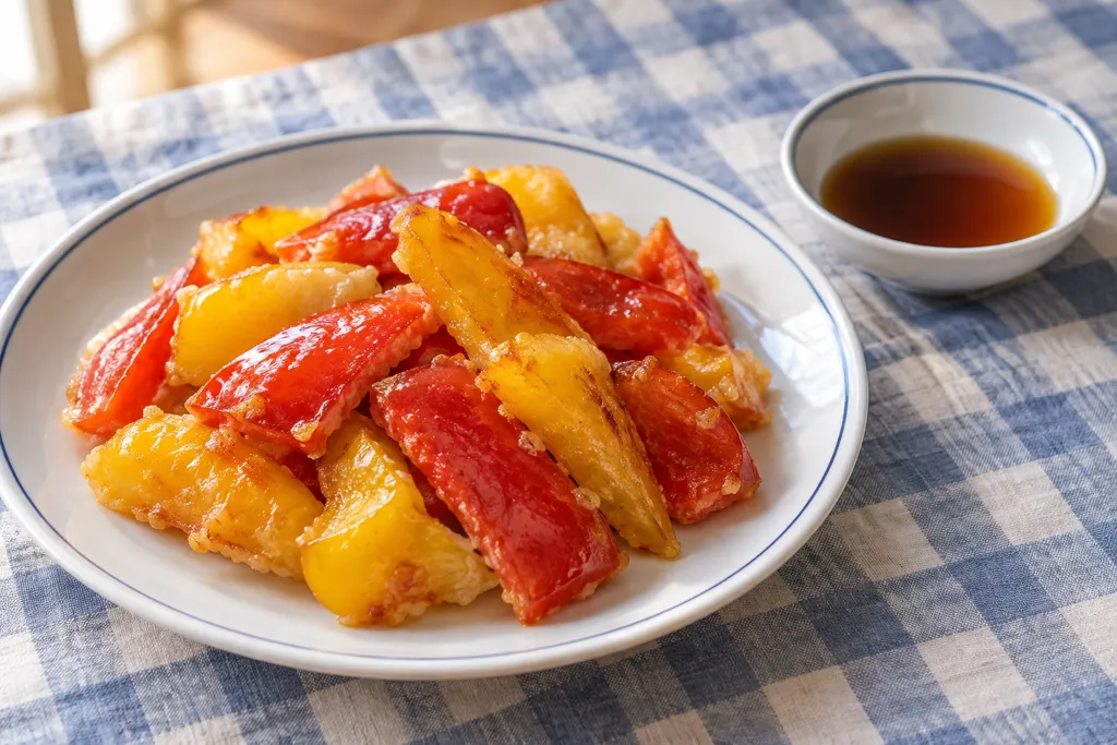 パプリカの薄衣揚げ焼き 甘酢醤油の完成イメージ
