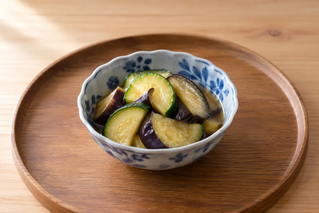 ズッキーニとなすのレンジ煮びたしの完成イメージ