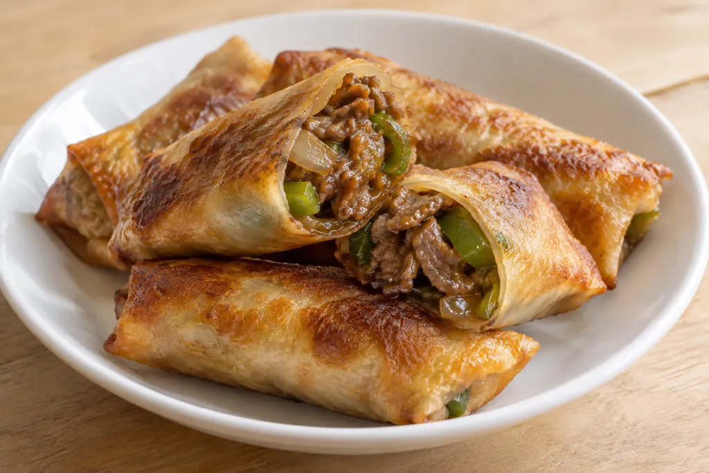 牛こま肉と玉ねぎの春巻きの完成イメージ