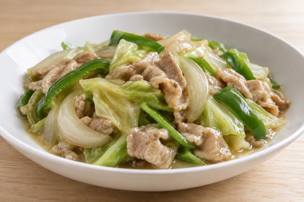 豚こま肉とキャベツの八宝菜あんの完成イメージ