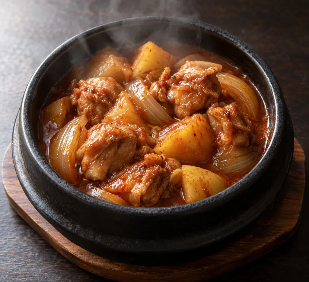 鶏もも肉とじゃがいものピリ辛煮の完成イメージ