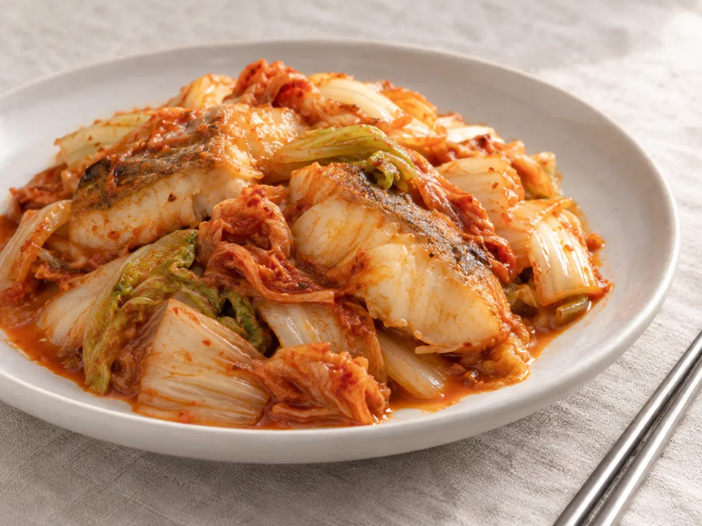 たらと白菜のキムチ炒めの完成イメージ