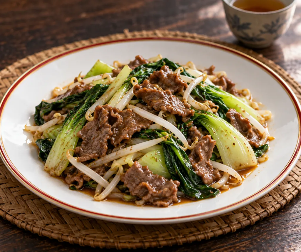牛肉とチンゲン菜の四川風炒めの完成イメージ