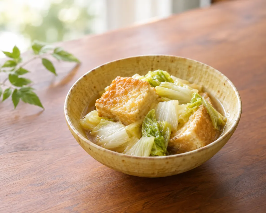 厚揚げと白菜のしょうが煮の完成イメージ