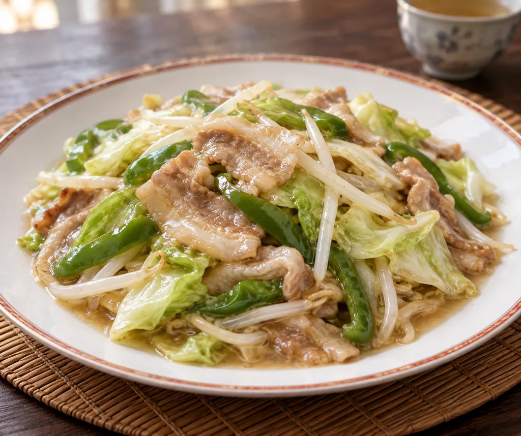 豚バラ肉とキャベツの八宝菜あんの完成イメージ