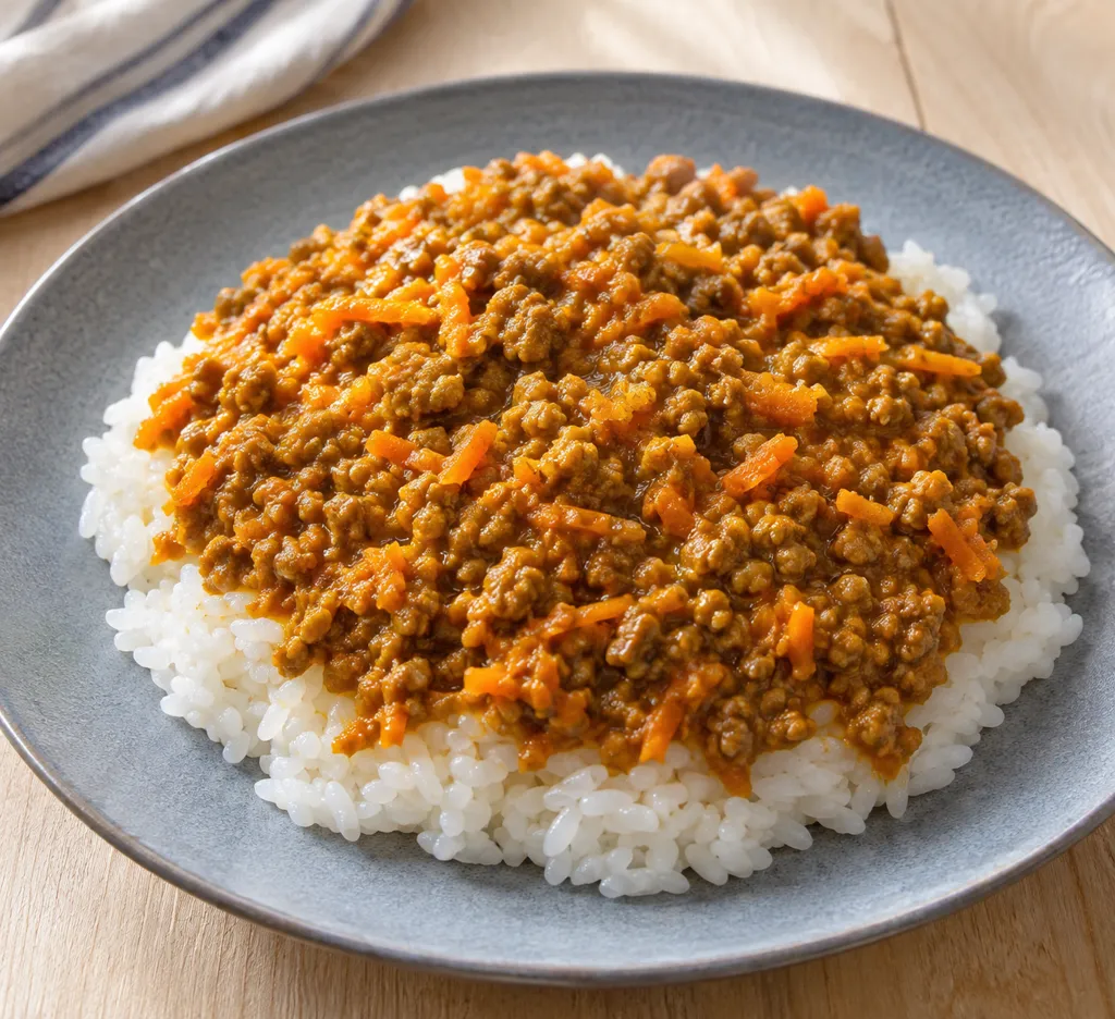 合いびき肉とにんじんのドライカレーの完成イメージ