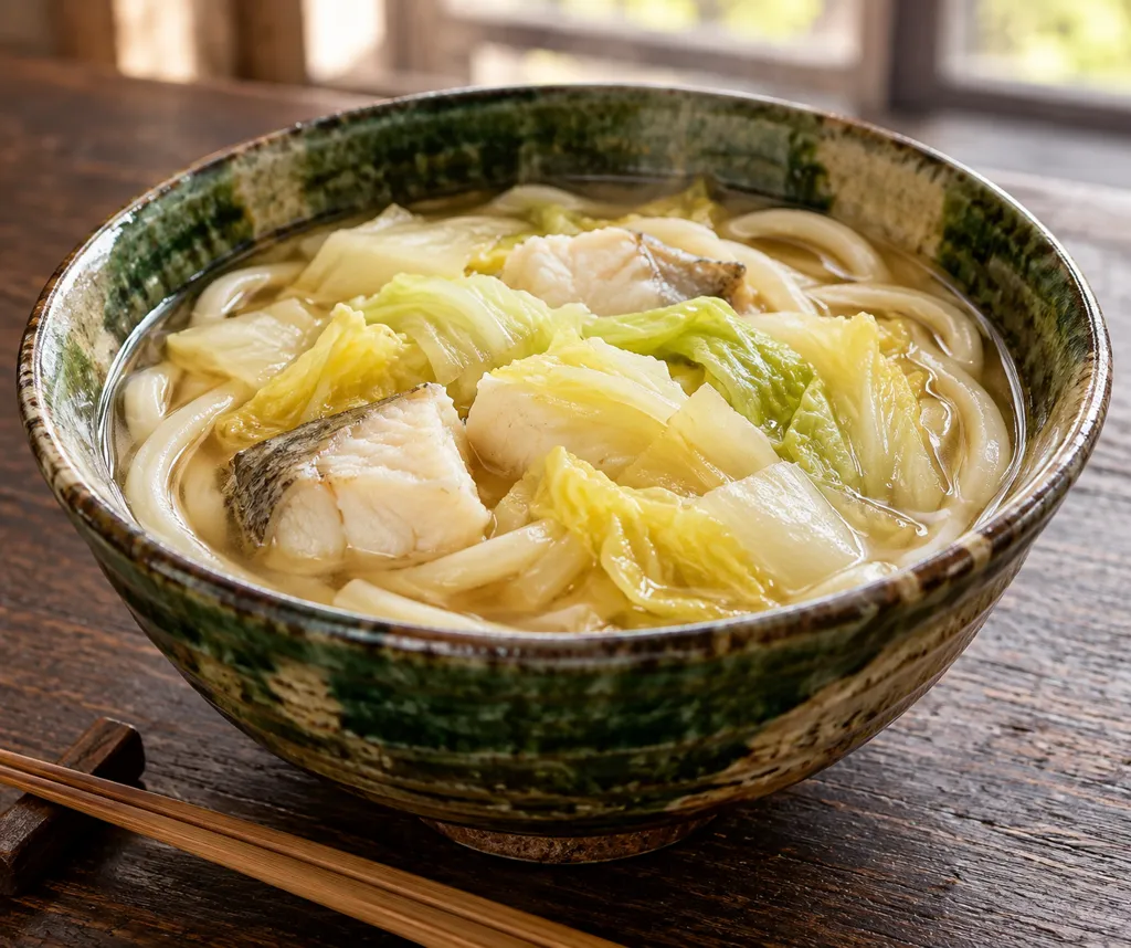たらと白菜のかけうどんの完成イメージ